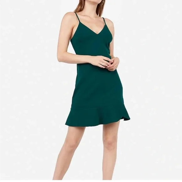 Express | Dresses | Express Green Spaghetti Strap Fit Flare Cocktail Dress  Size L | Poshmark
